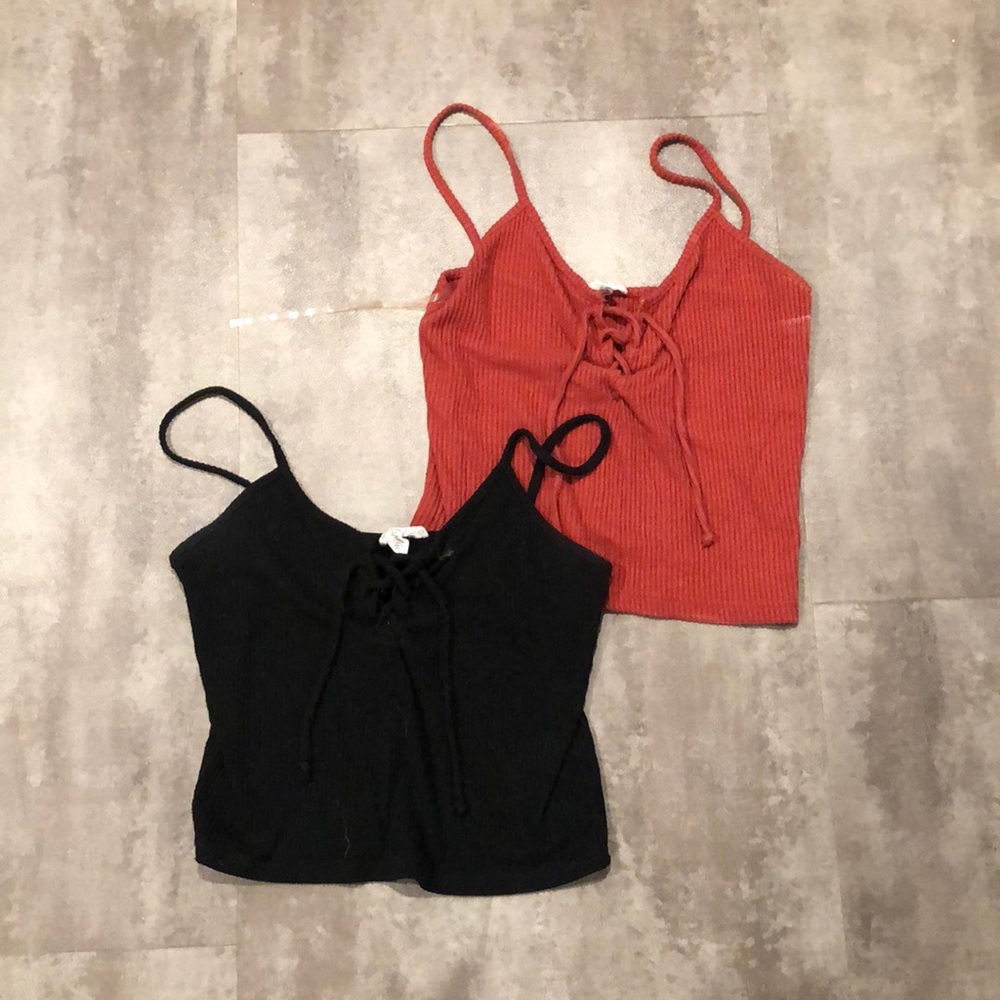 Knit Tanktops with lace up detail